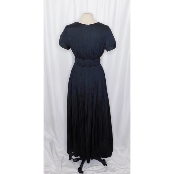 NWT!! J. CREW Pleated Tie Waist Dress Luster Georgette Solid Black Pleated 10 - Picture 10 of 16